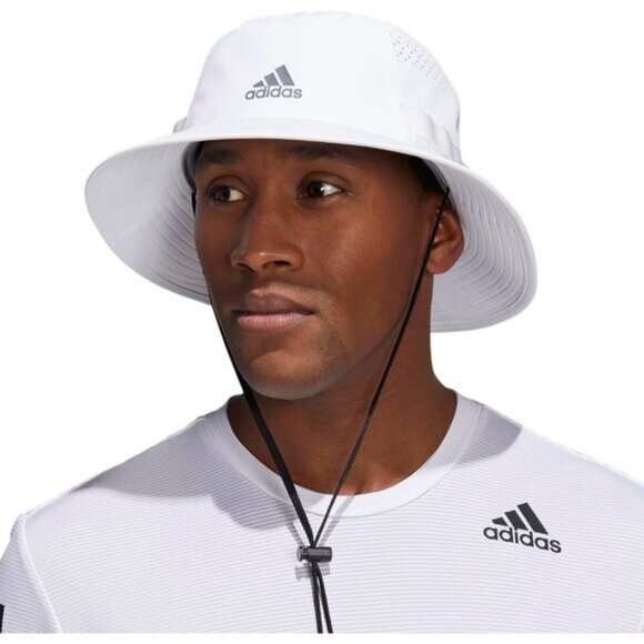 🆕Adidas Men White/Onix Grey/4.0 100% Polyester Victory Athletic Bucket Hat - Picture 7 of 8